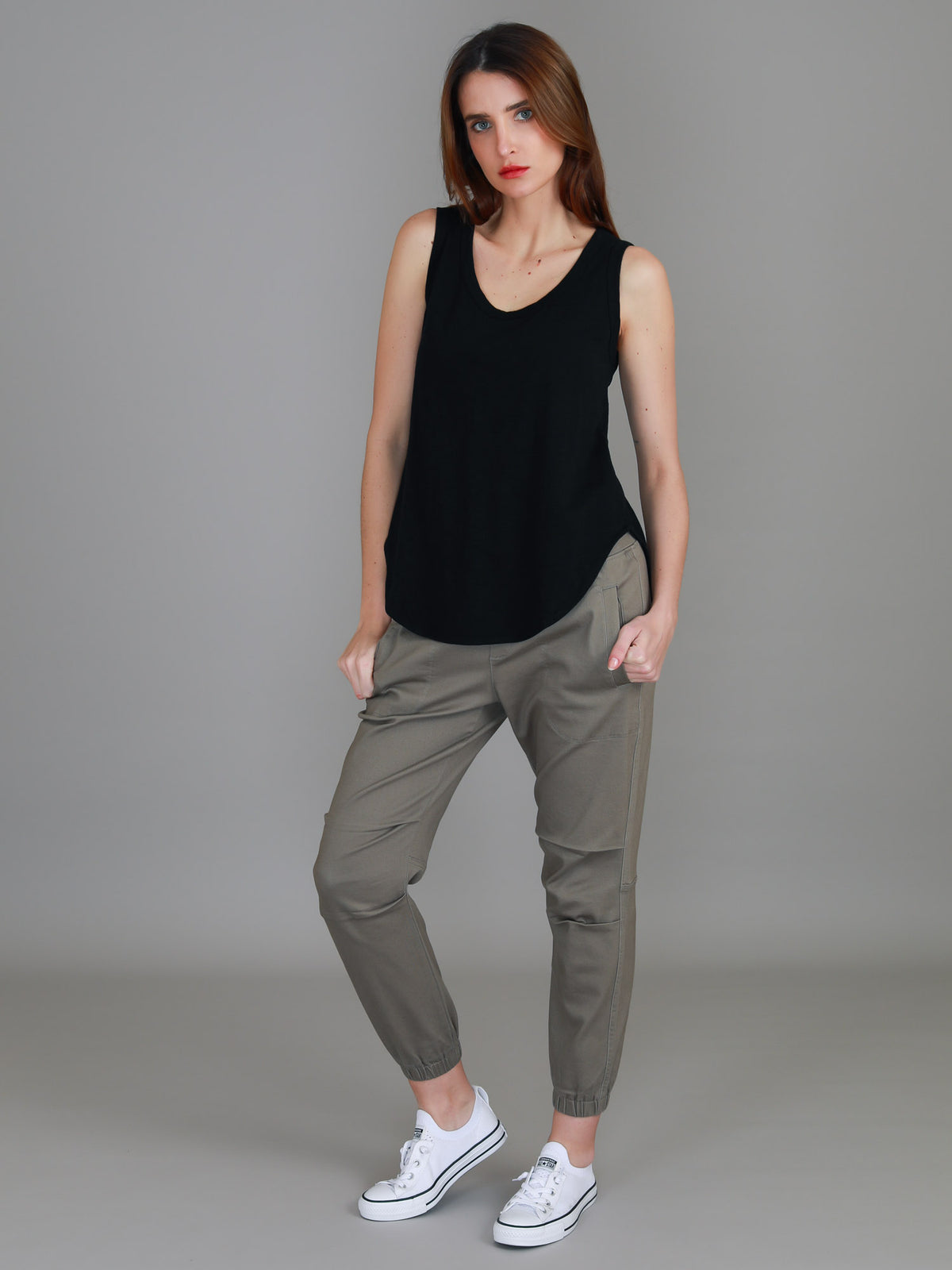 black cotton tank top