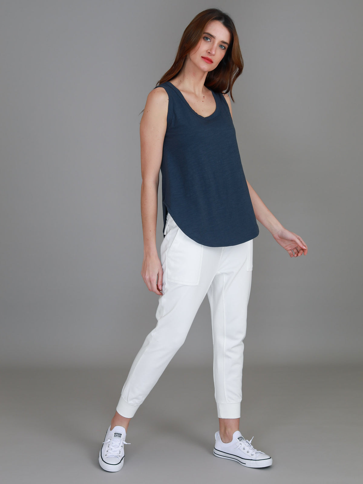 indigo scoop neck tank