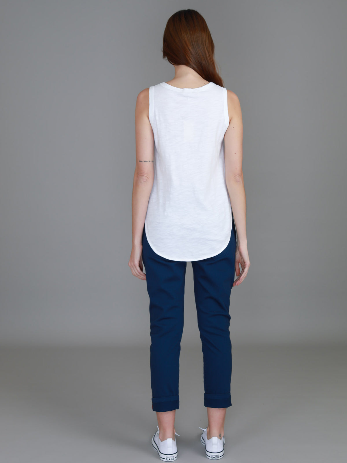 longline white singlet