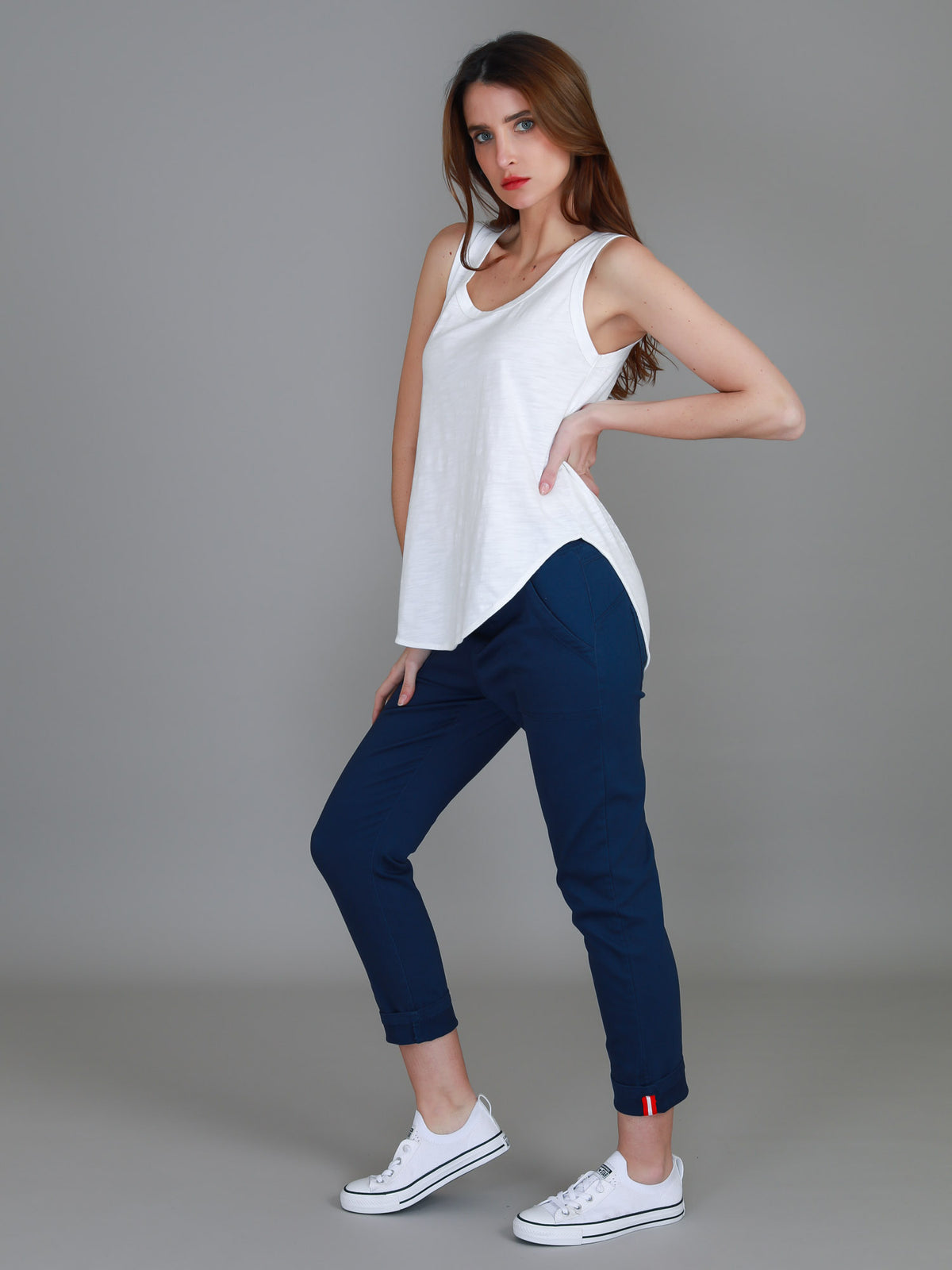 white scoop neck tank