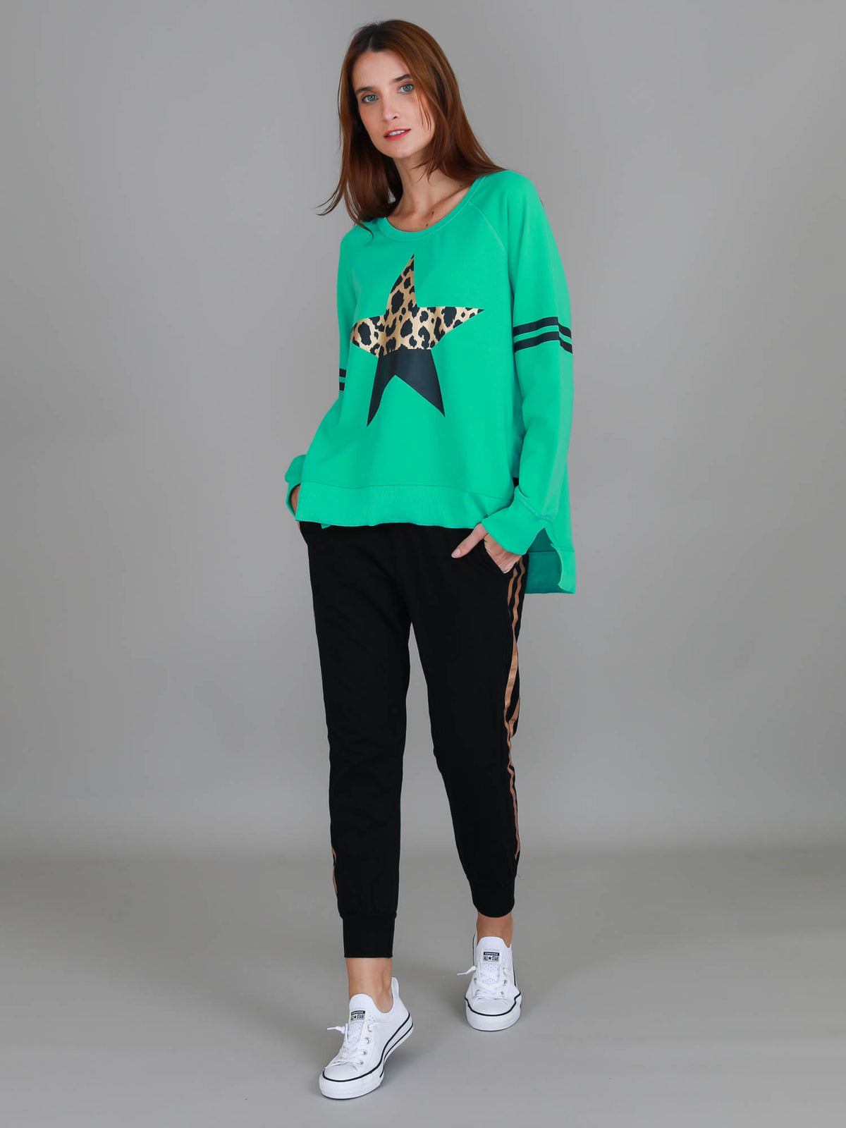 green graphic sweatshirt