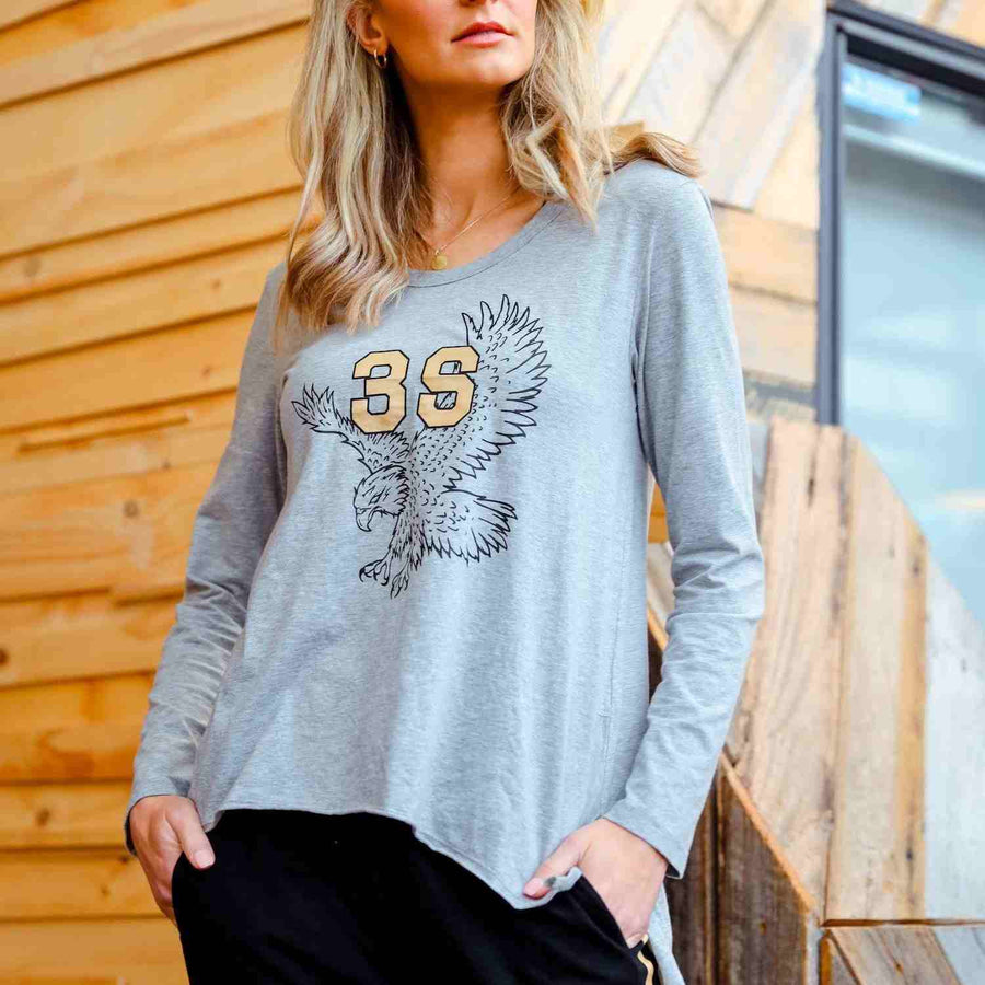 Ginny Eagle Print Long Sleeve T Shirt size guide