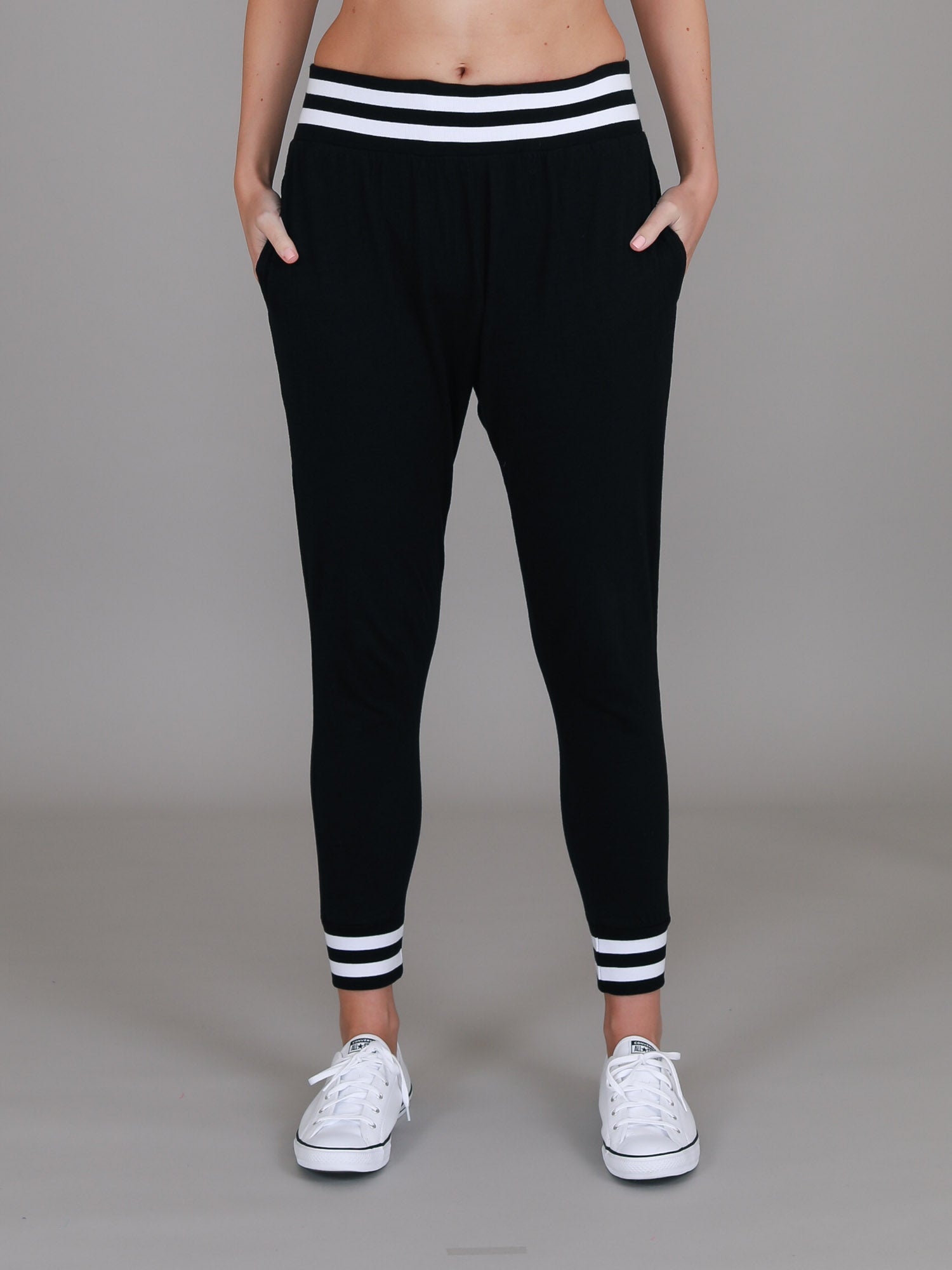 Black and white striped joggers online