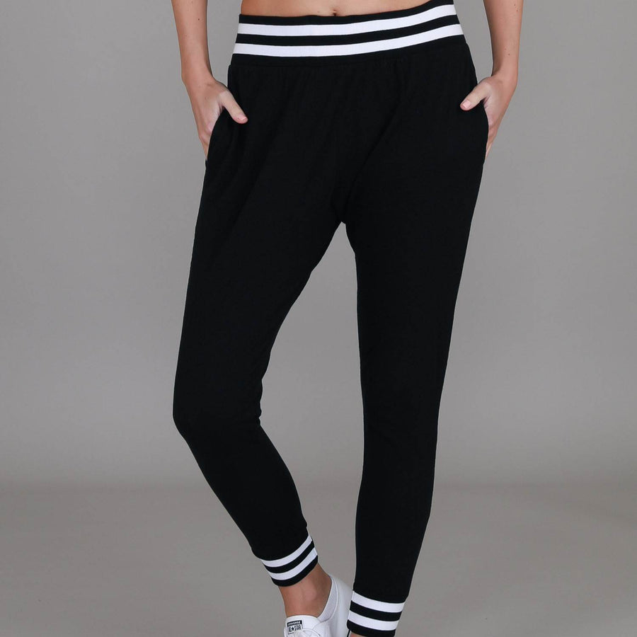 Fia Black/White Stripe Rib Jogger Pants size guide