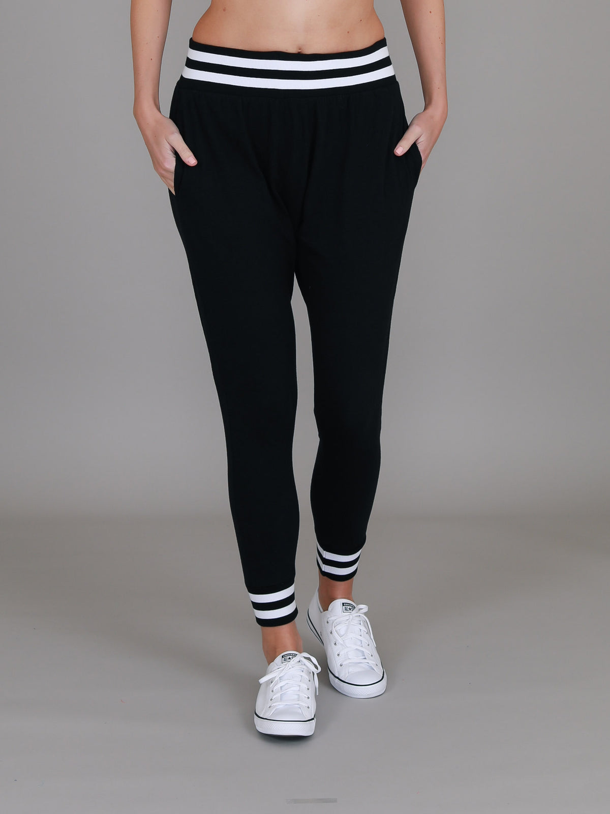 black high waisted joggers