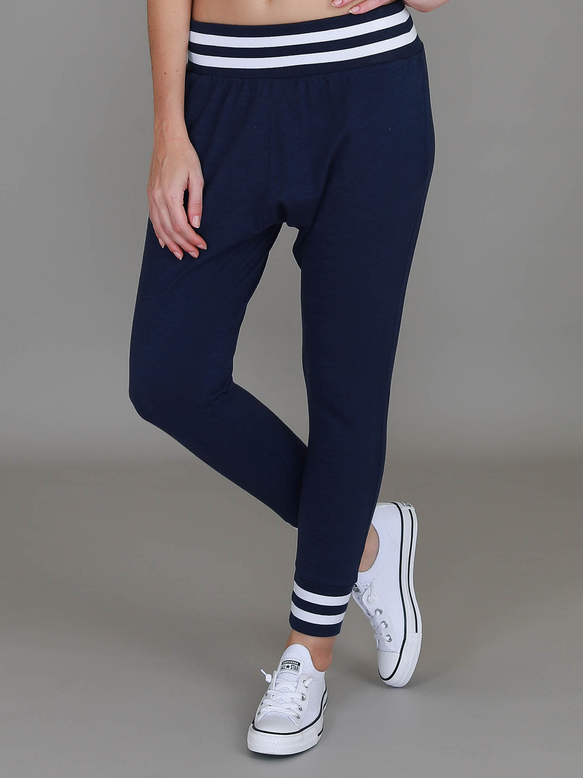 navy stripe joggers