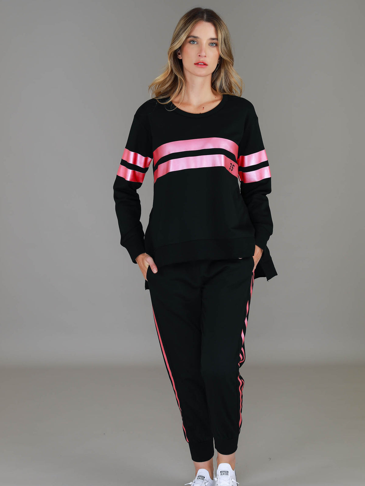 oversized sweatshirt women black pink