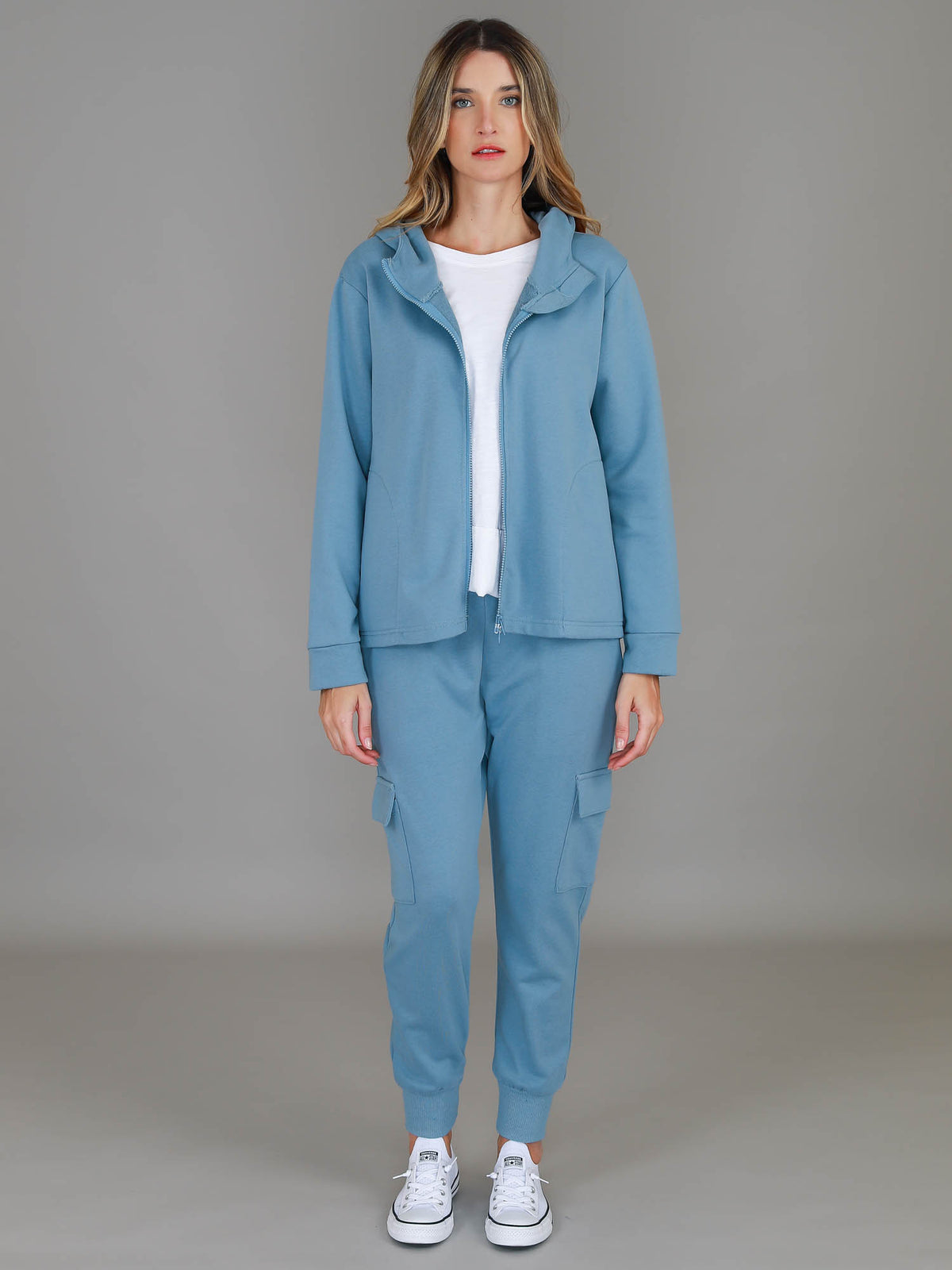 blue french terry hoodie