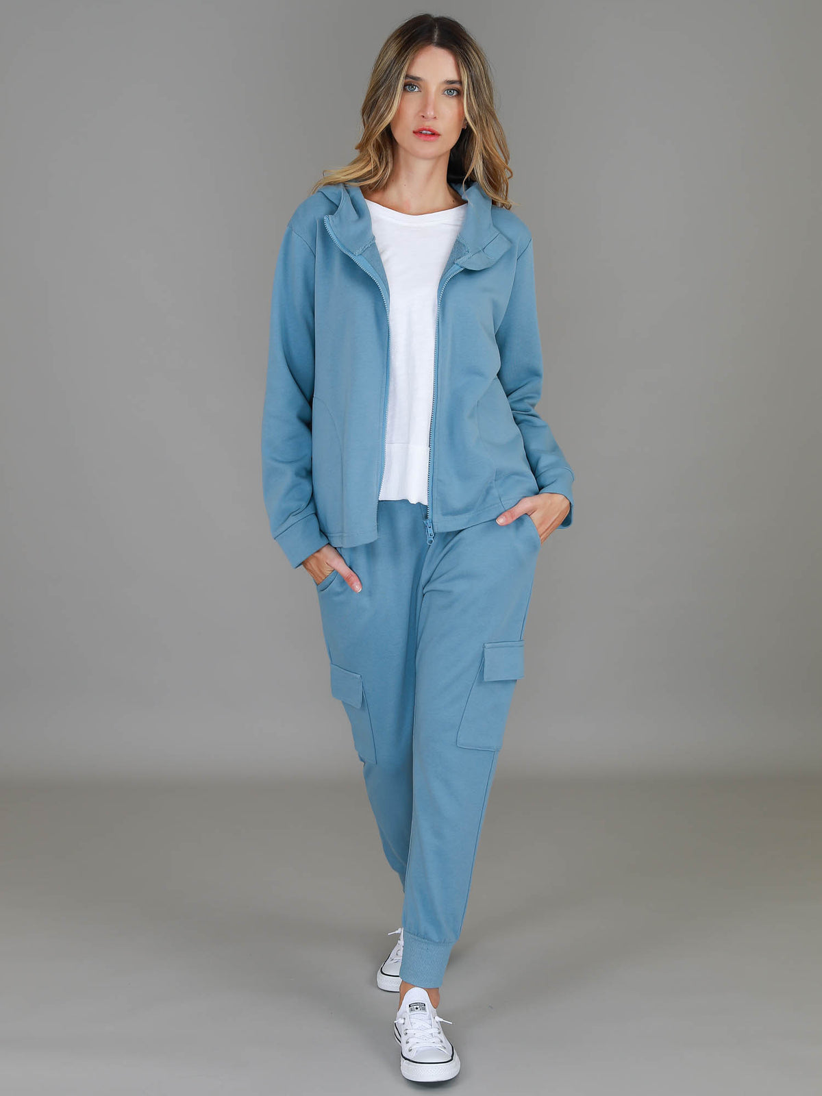 blue cotton hoodie