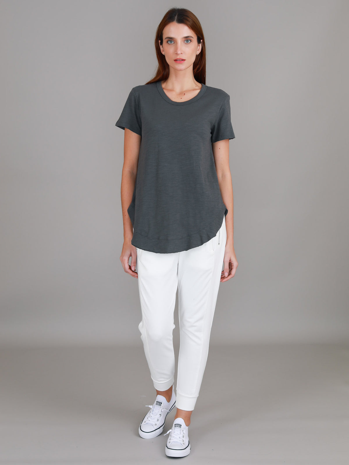 charcoal curved hem tee