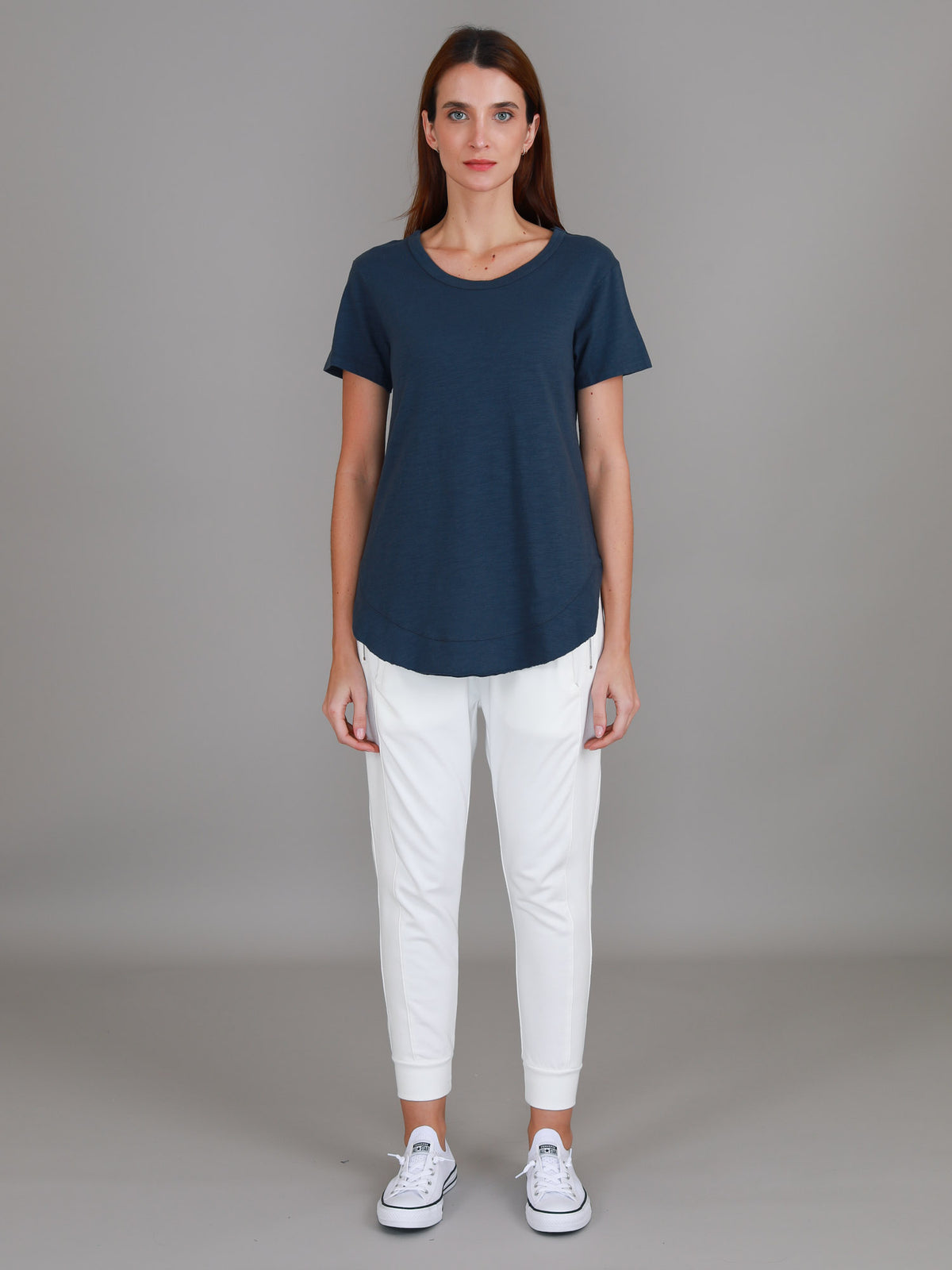 indigo crew neck tee