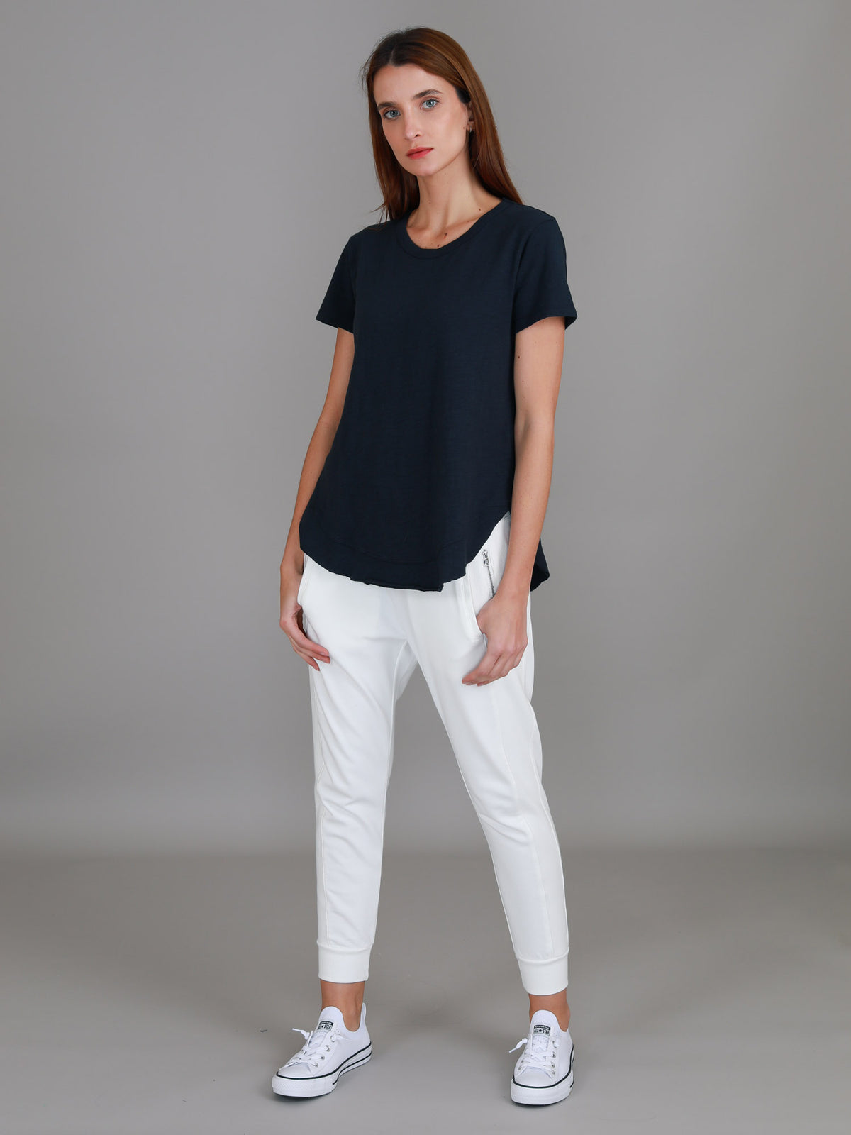 navy scoop neck tee