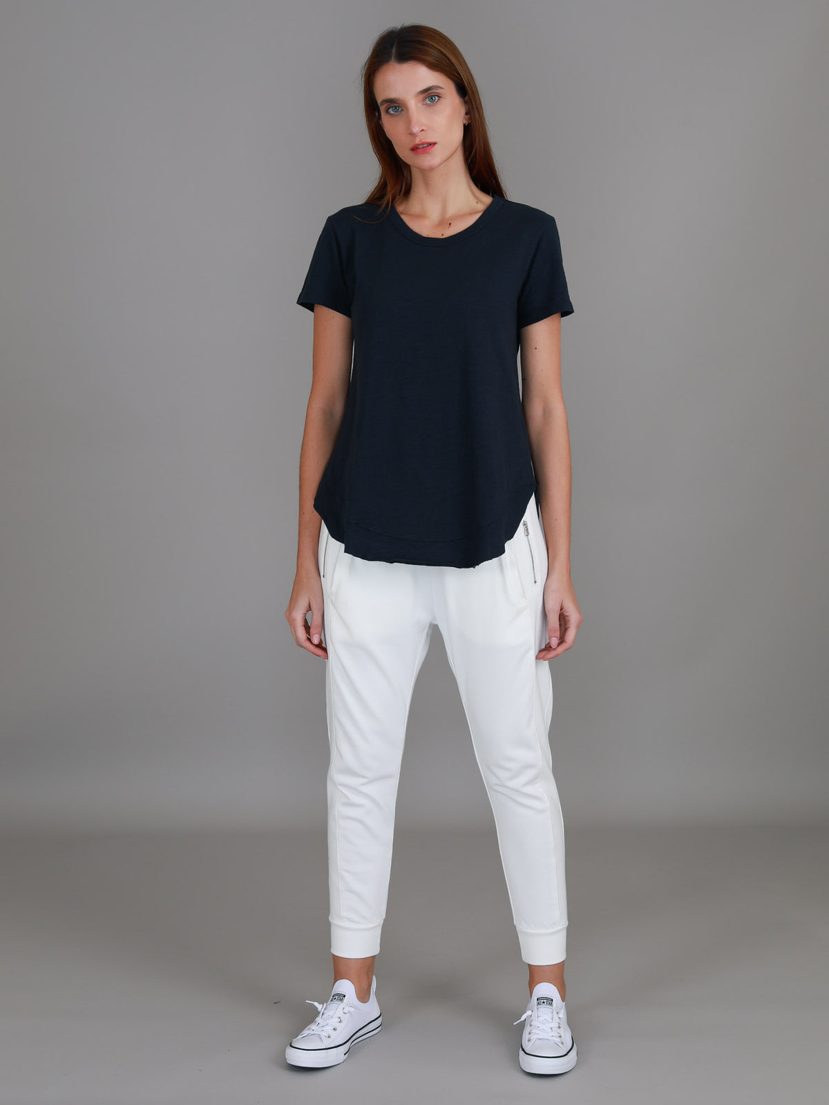 navy longline scoop tee