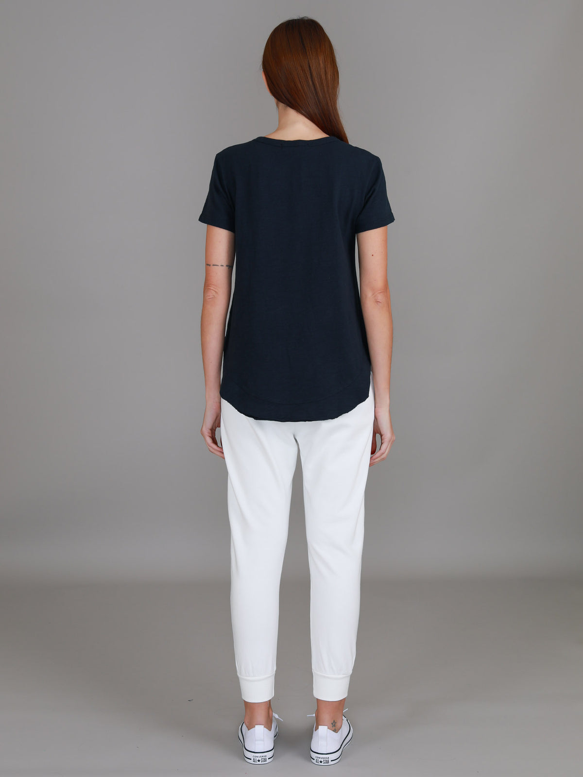 navy cotton scoop tee