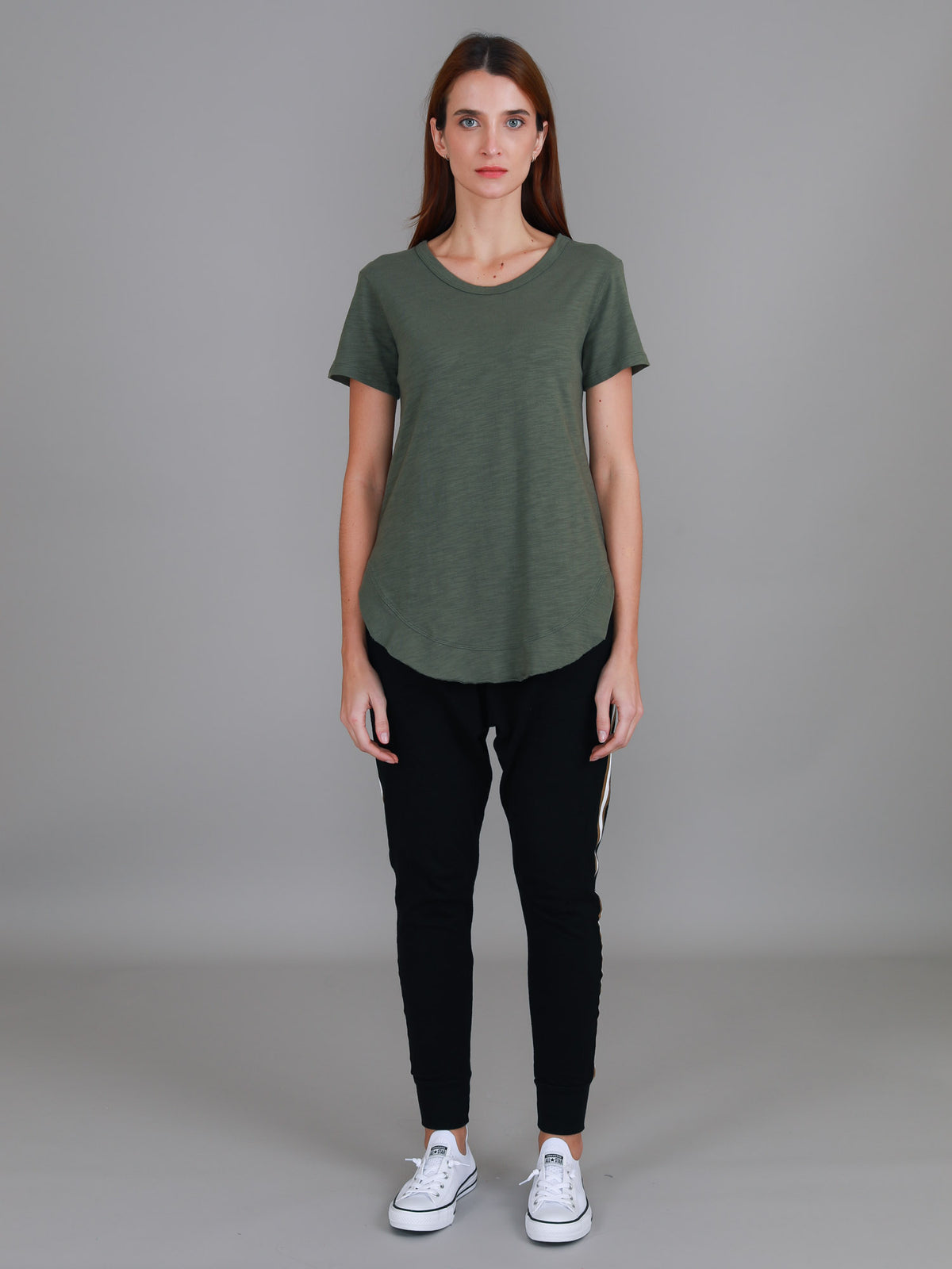 khaki crew neck tee