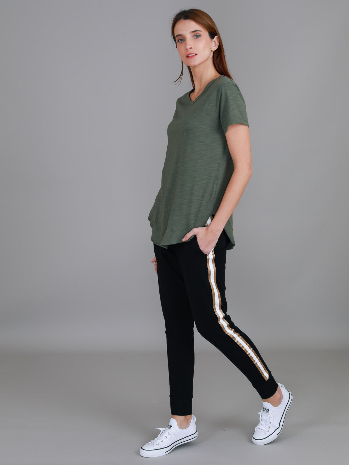 olive green tee women