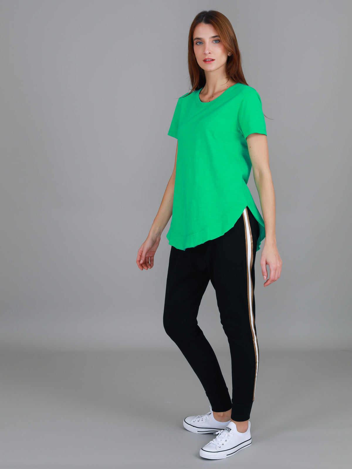 green longline scoop tee