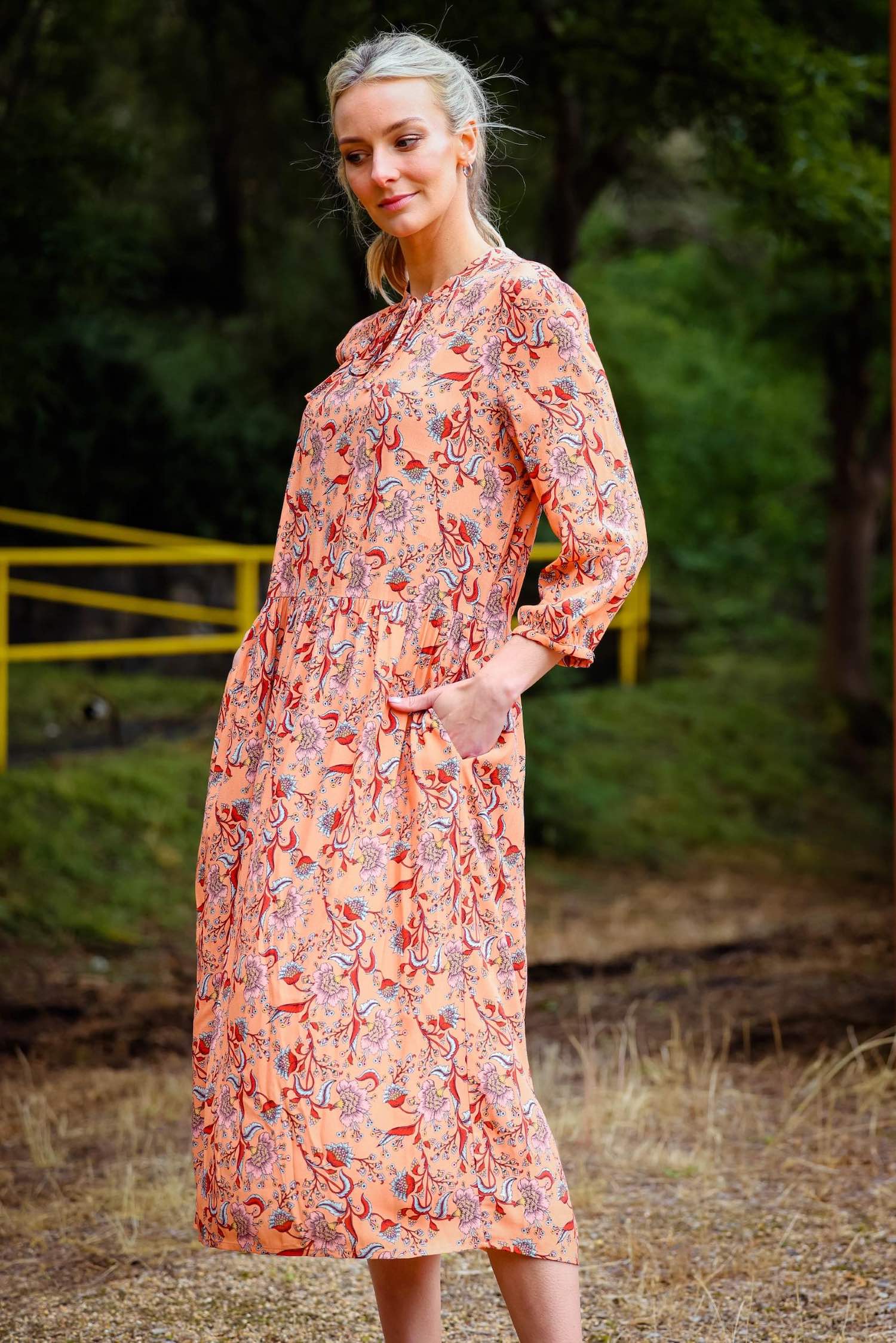 Paisley long outlet sleeve dress