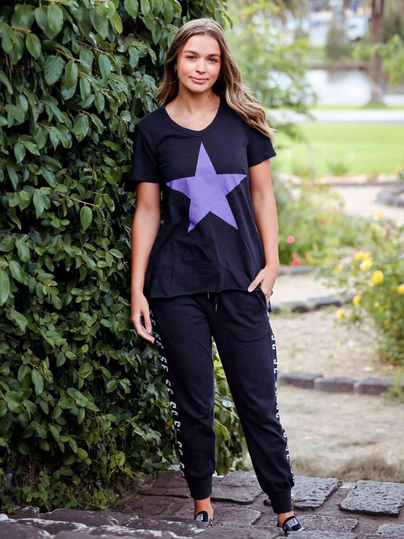 Ink tee with purple star