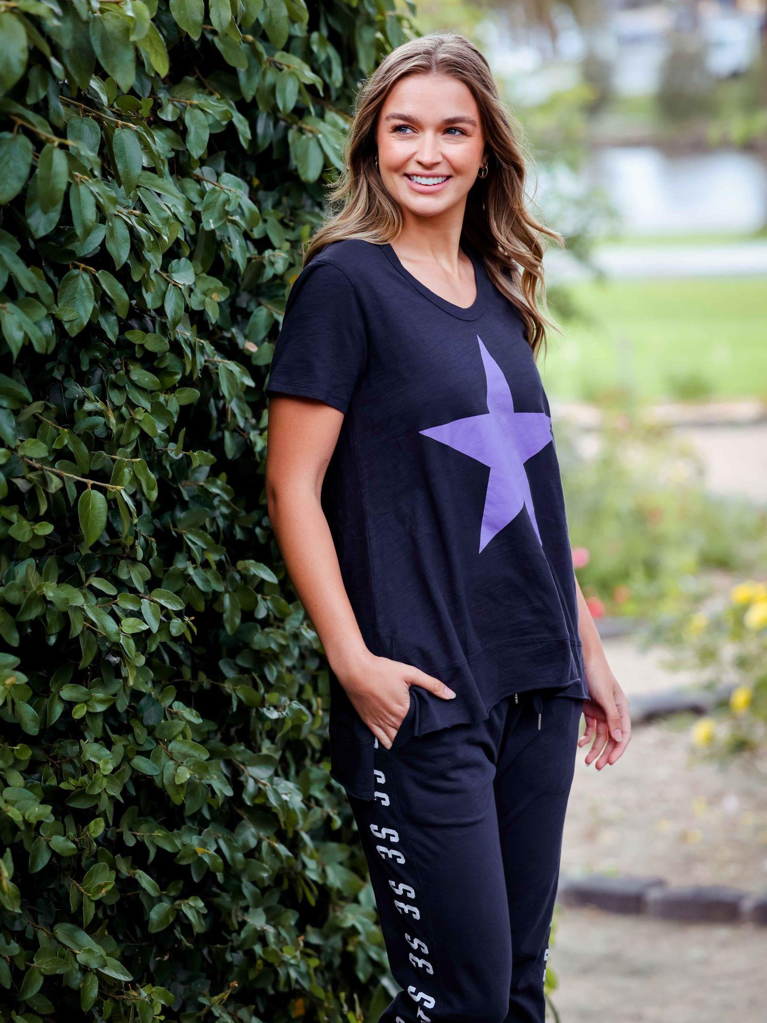 Suzie Purple Star Navy T Shirt