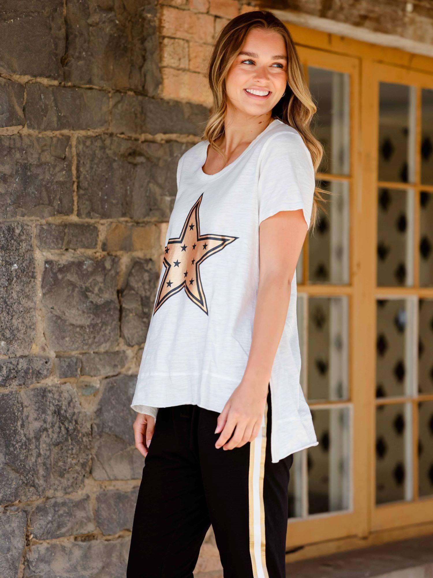 White Tee With Gold Star