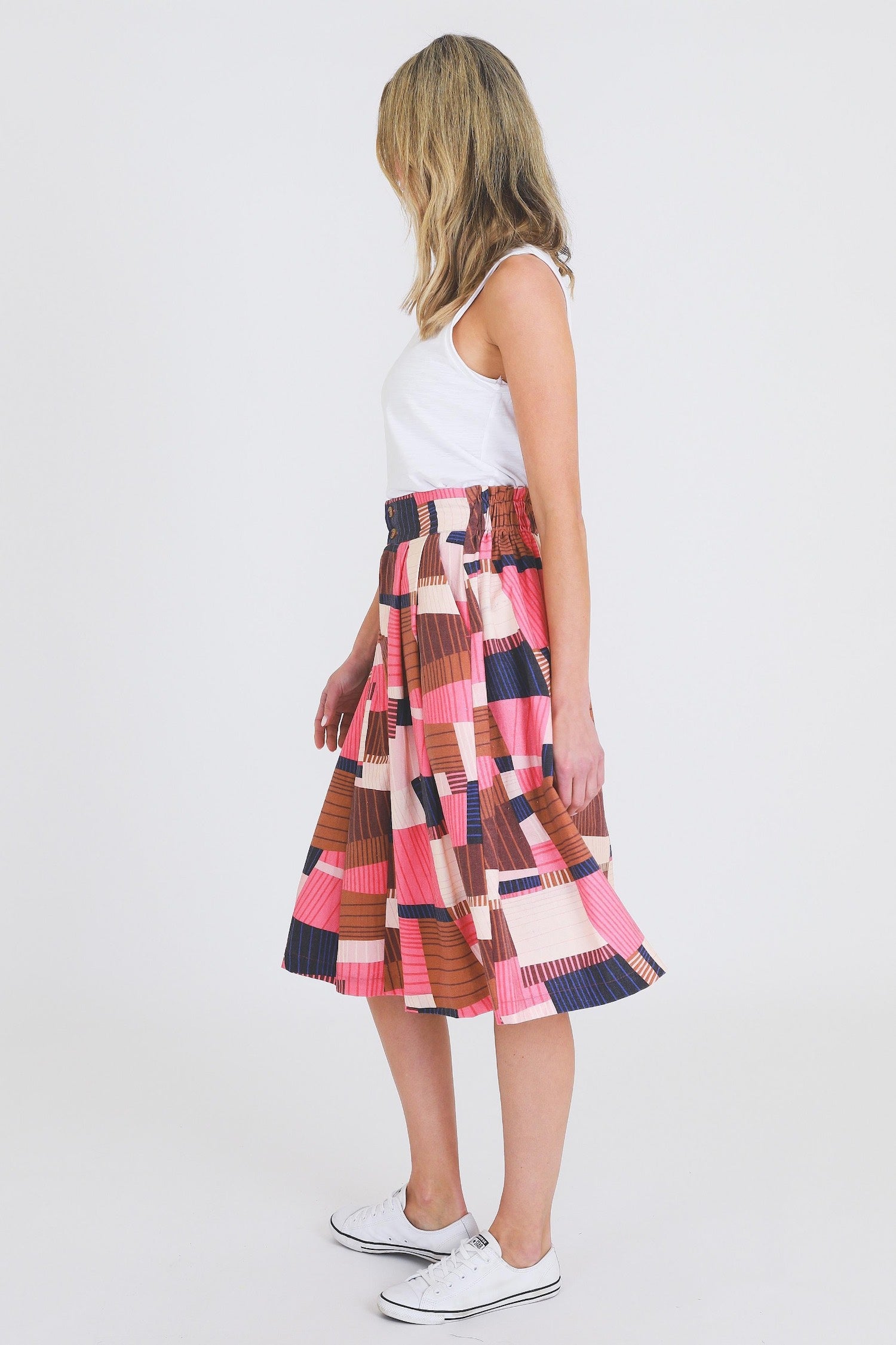 Rosette Geometric Pink Skirt