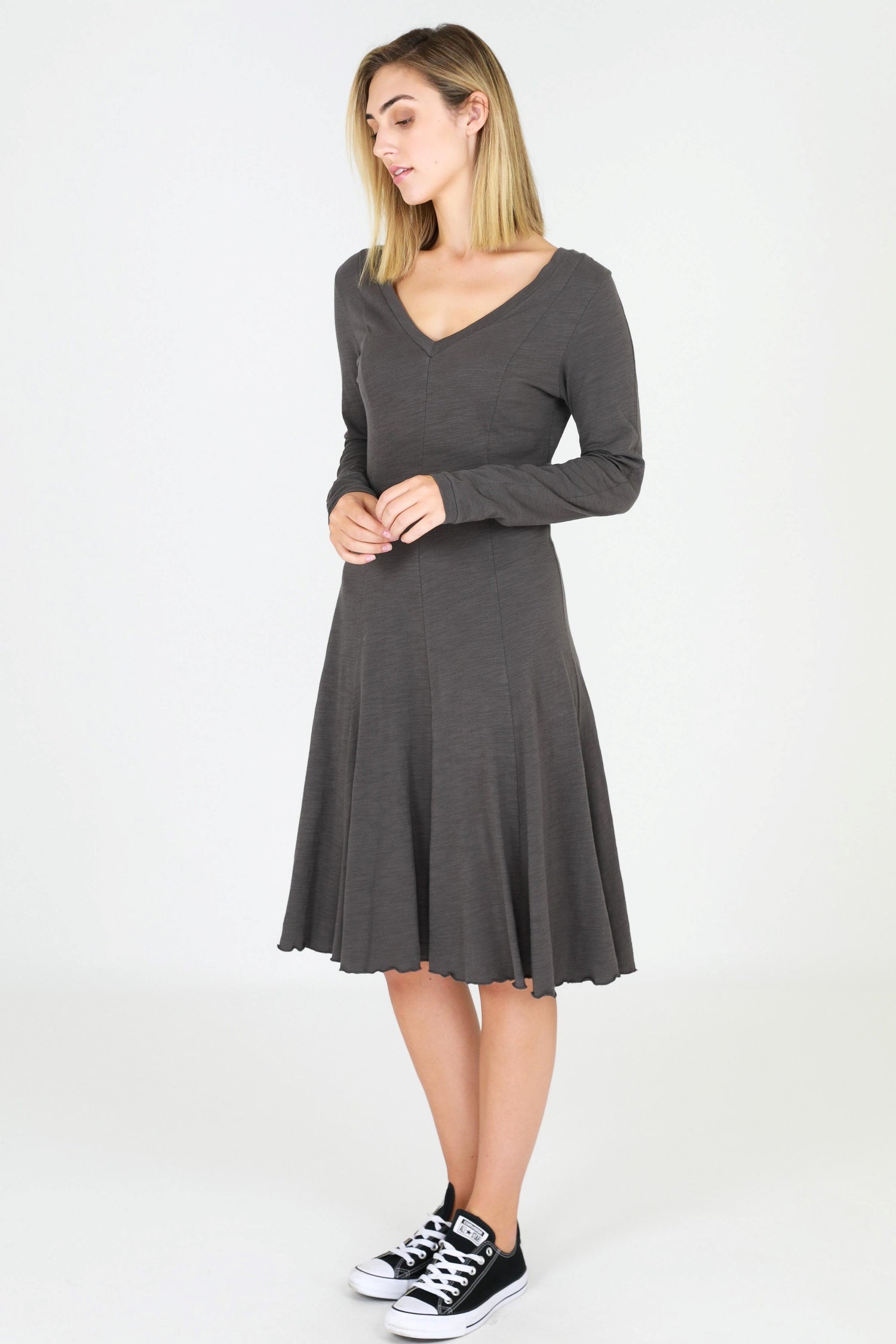 fitted dress with sleeves #color_charcoal