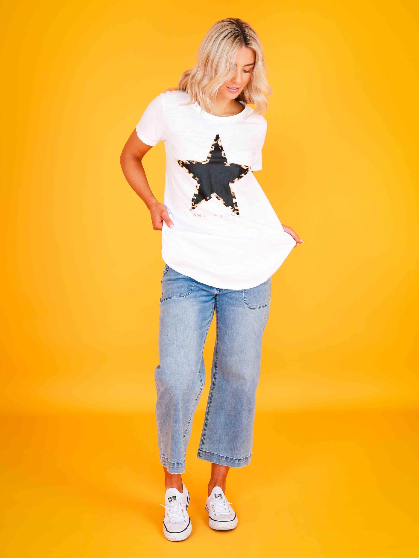 Auburn Black Star Longline T Shirt