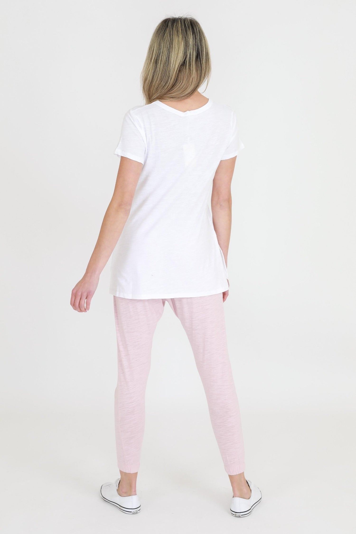 Women's White Tee With Side Slits