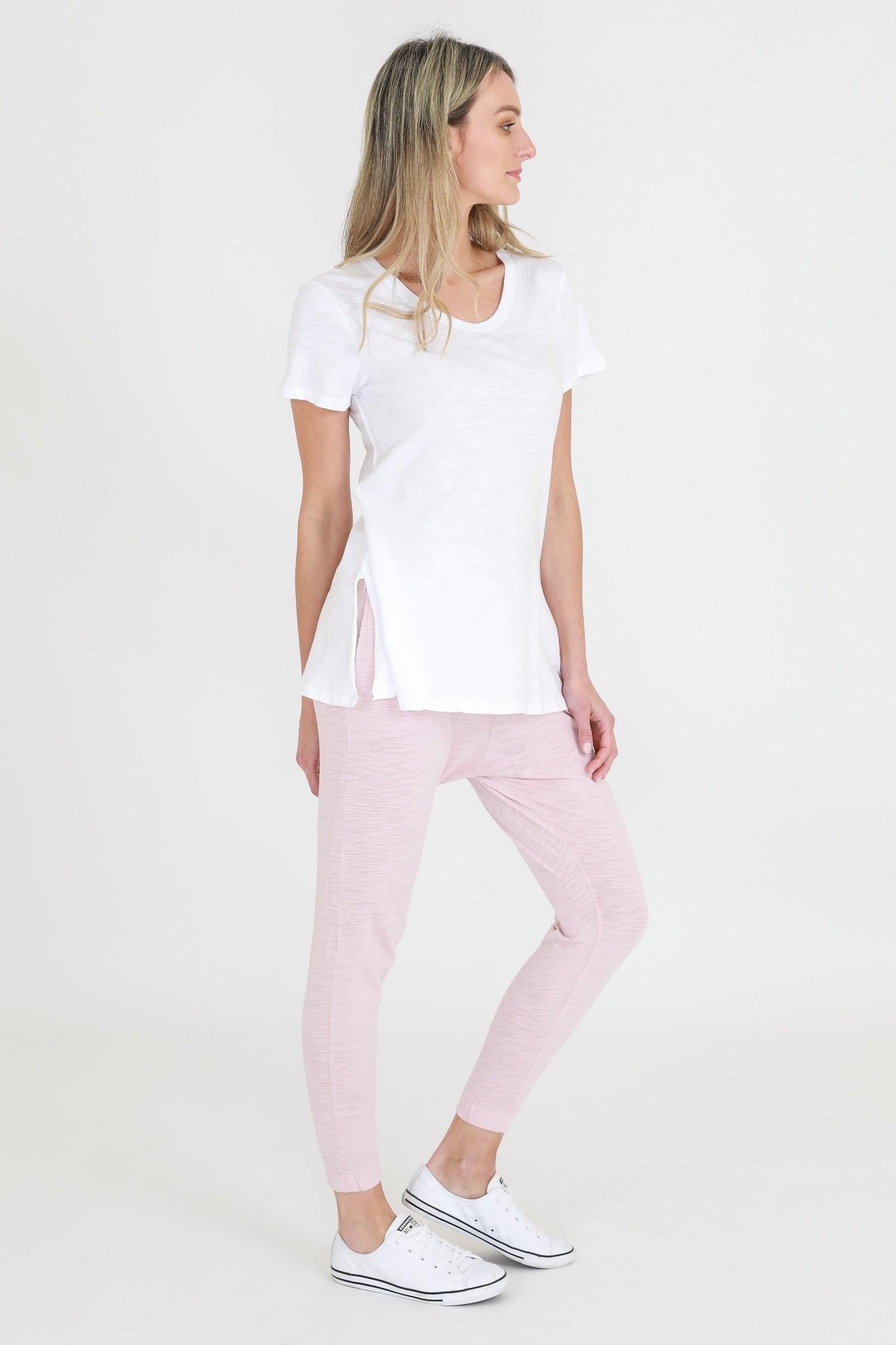 White Boxy Tee With Side Slits