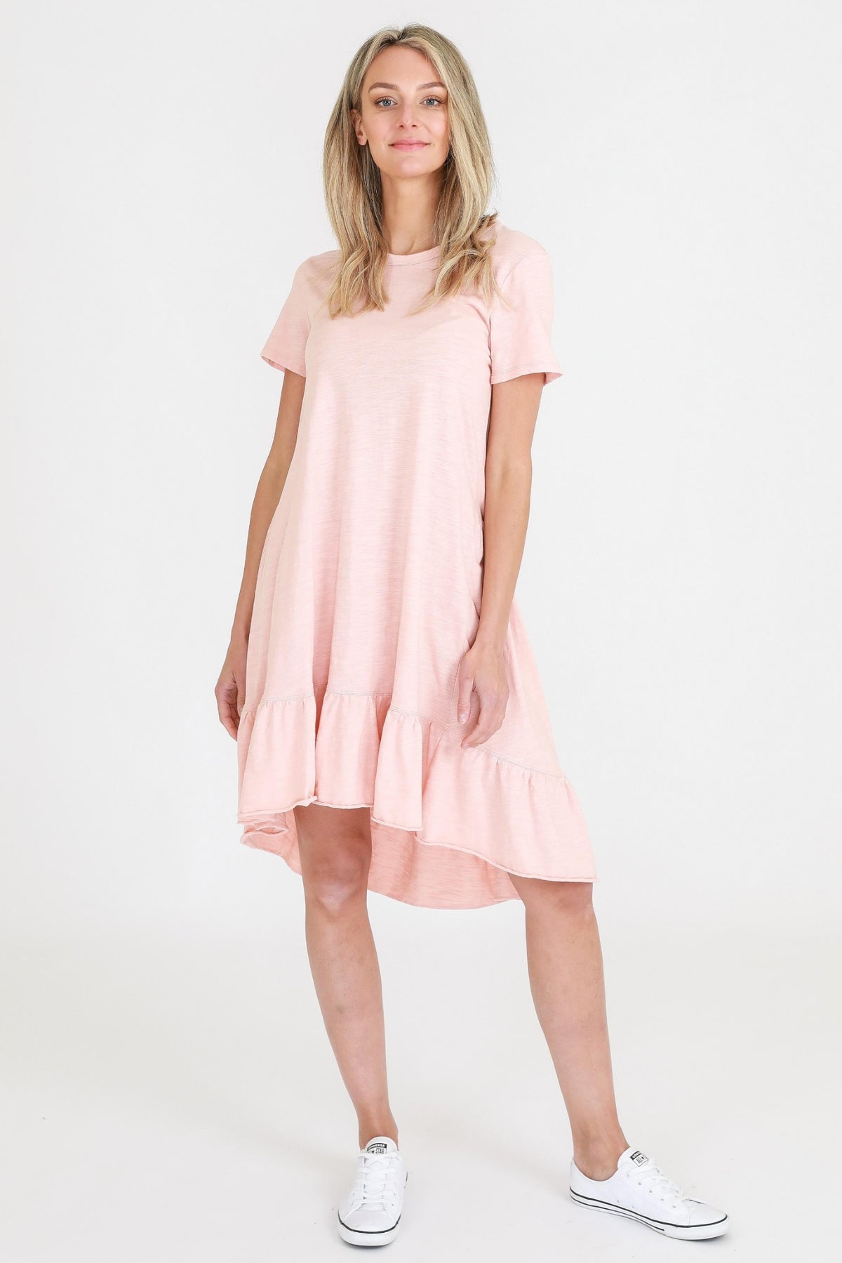 brown crew neck dress