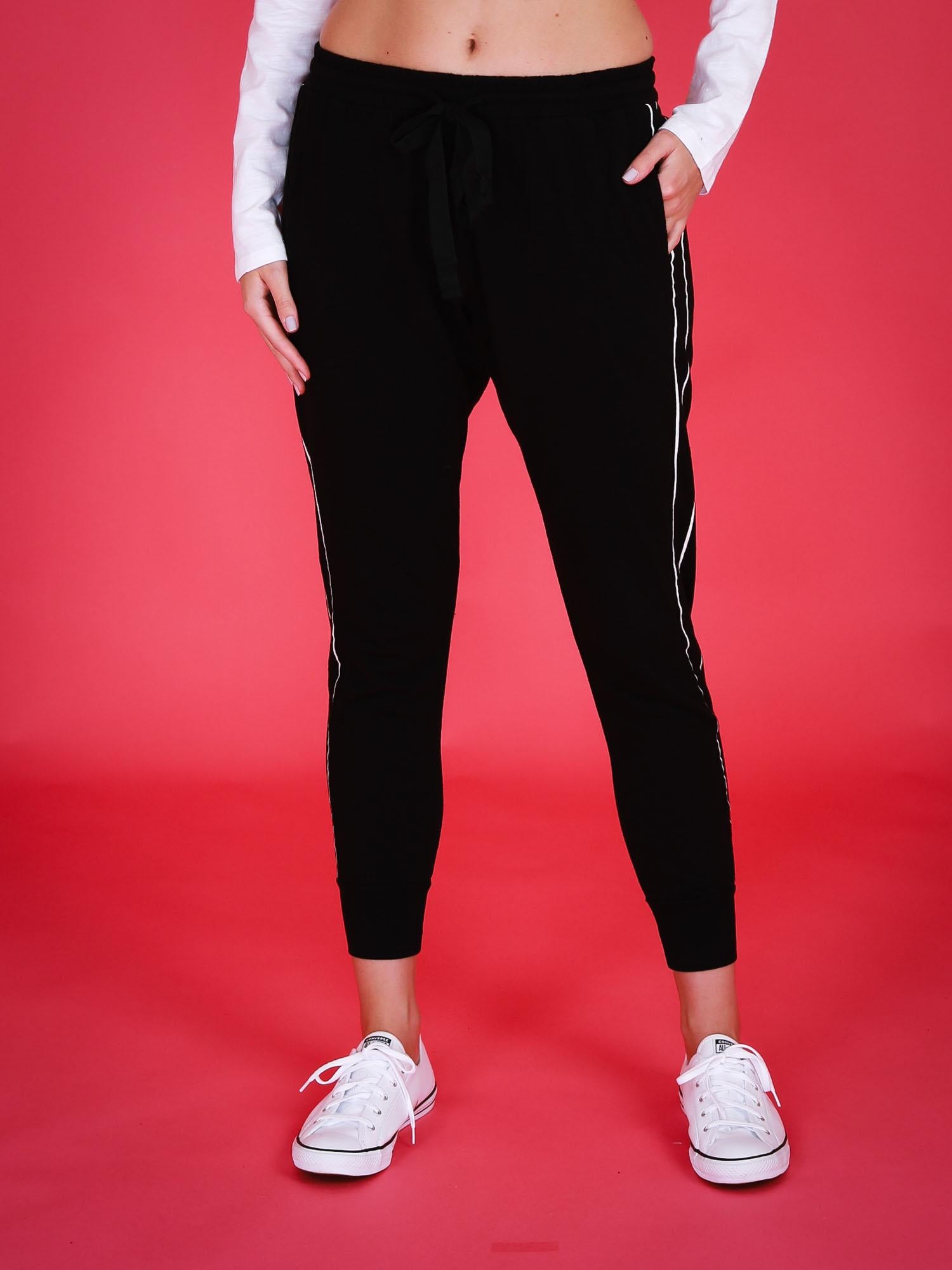 womens cuffed track pants #color_black