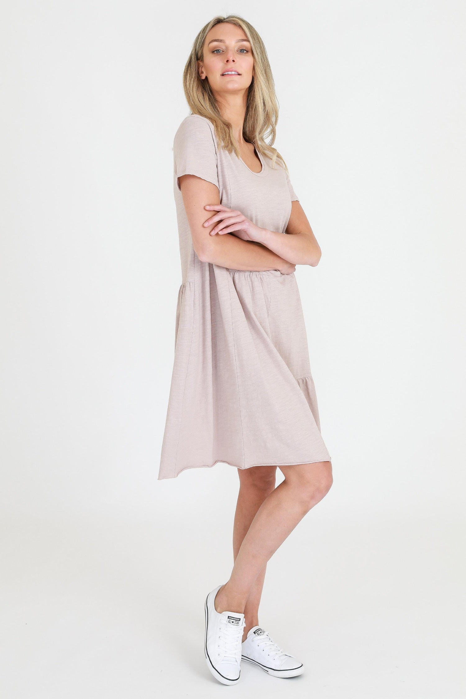tiered summer dress #color_oyster pink