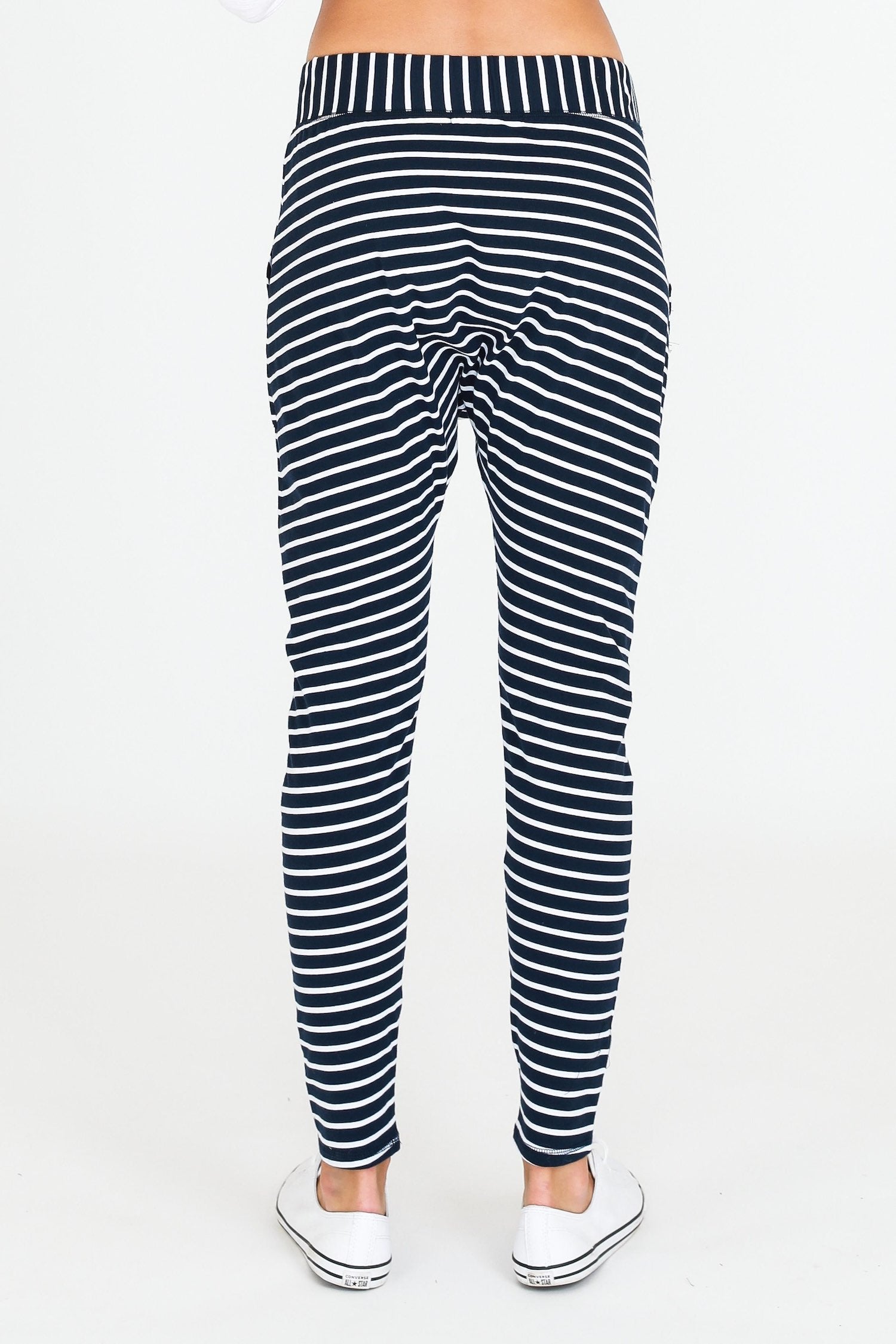 black drop crotch pants #color_black stripe
