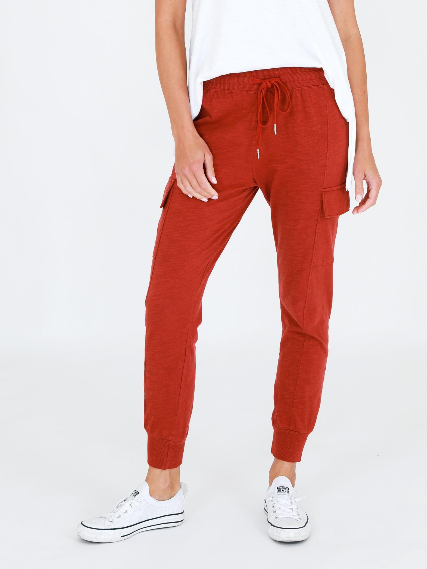 Red Cargo Pants Womens #color_lava