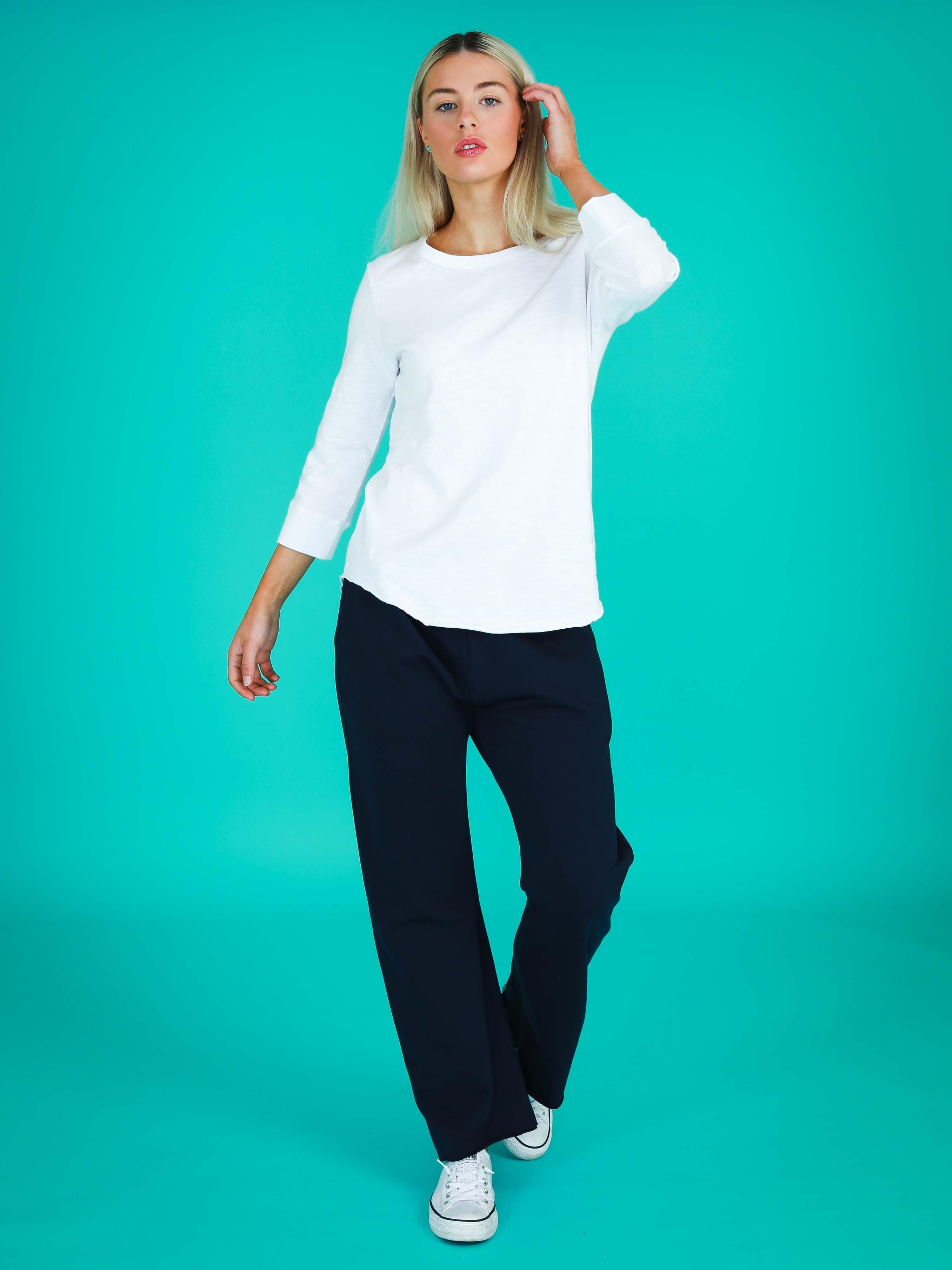 3/4 sleeve tops womens #color_white