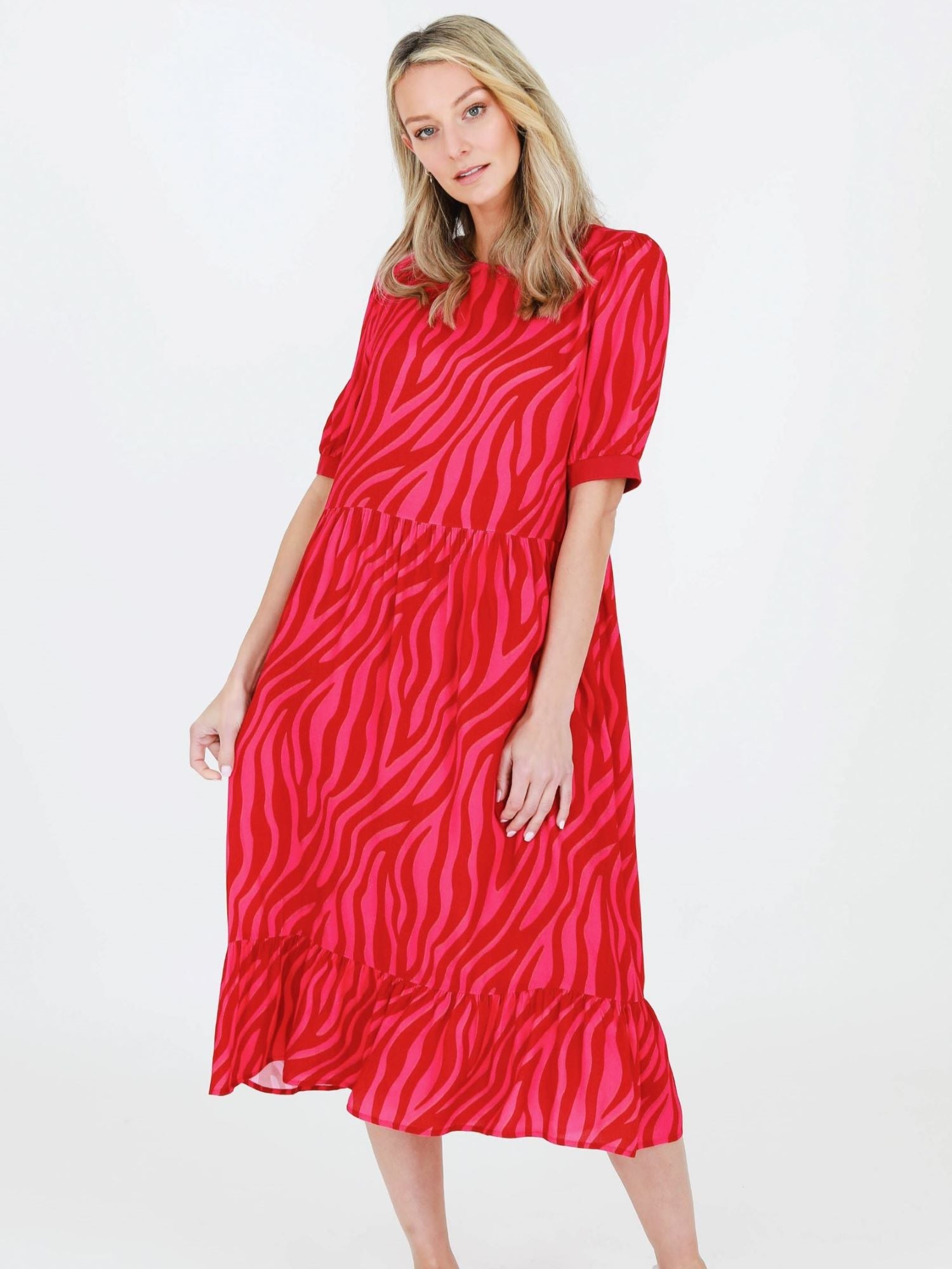 MIdi red tiger striped dress