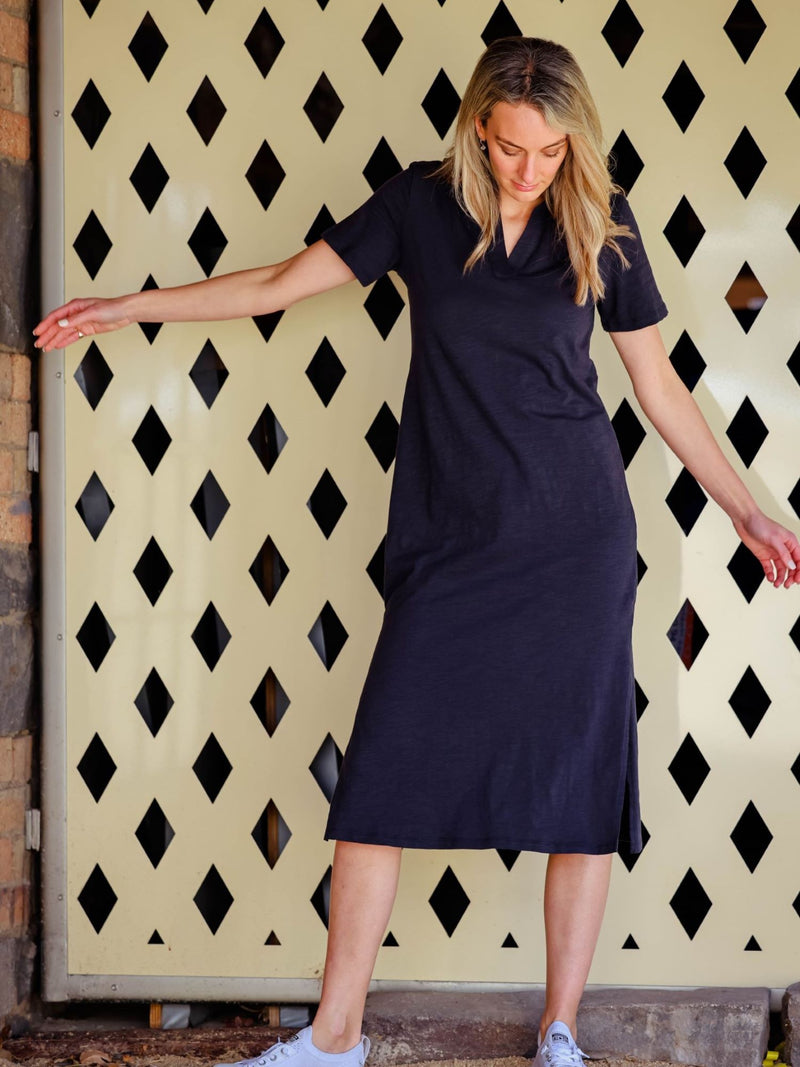 navy collared dress #color_ink