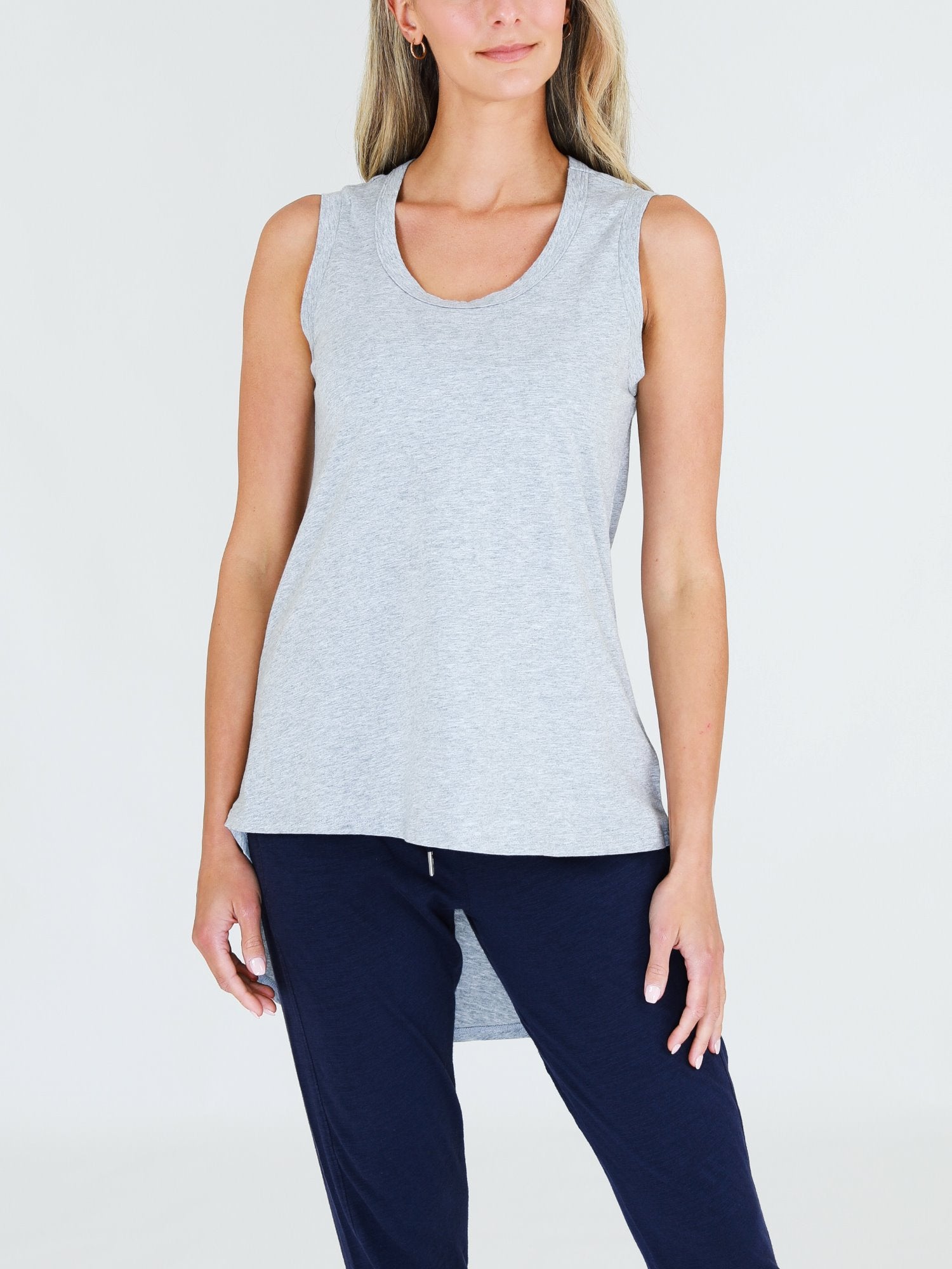 100 Cotton Tank Tops Womens #color_grey marle