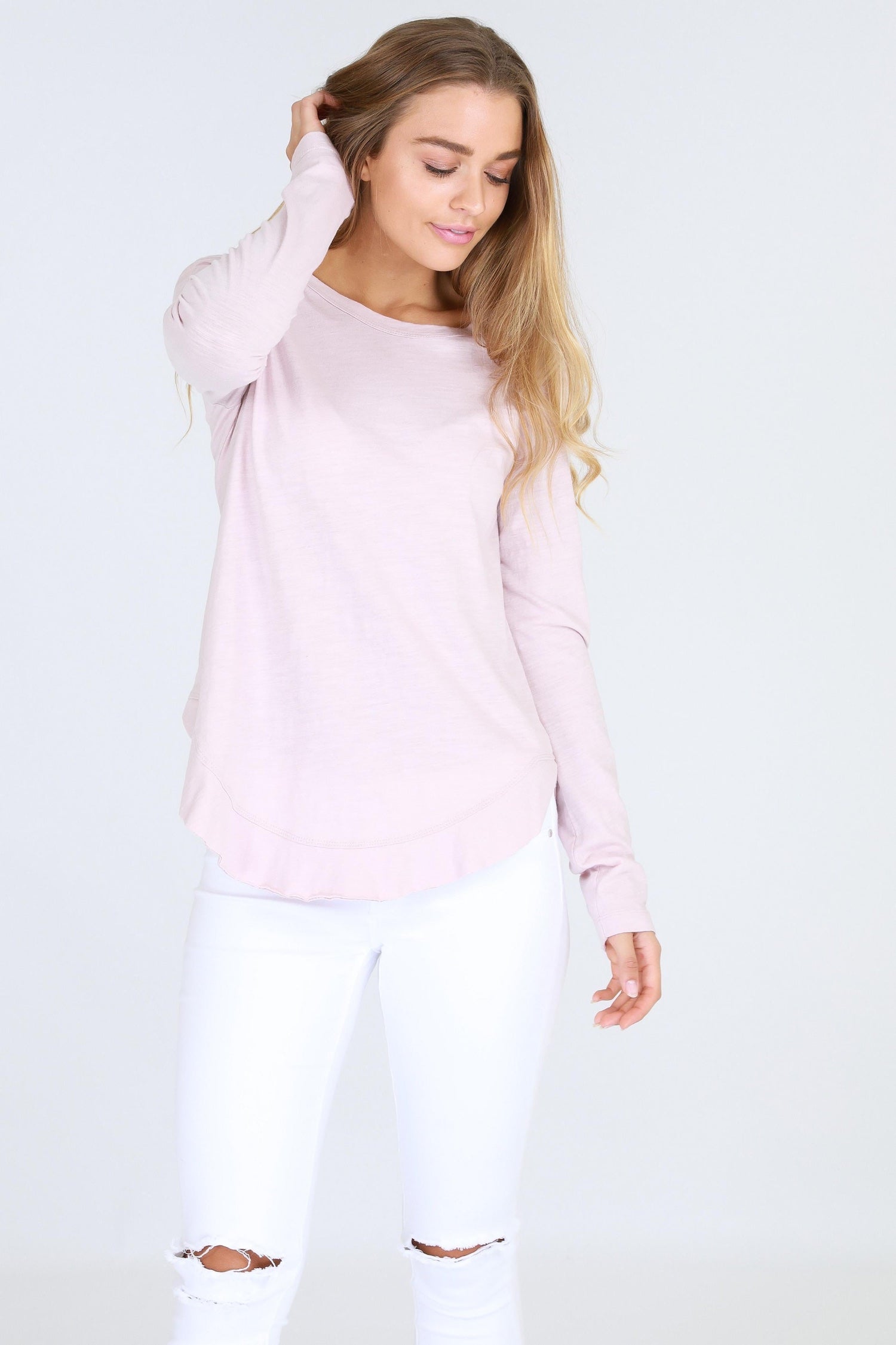 long sleeve cotton shirt #color_blush marle