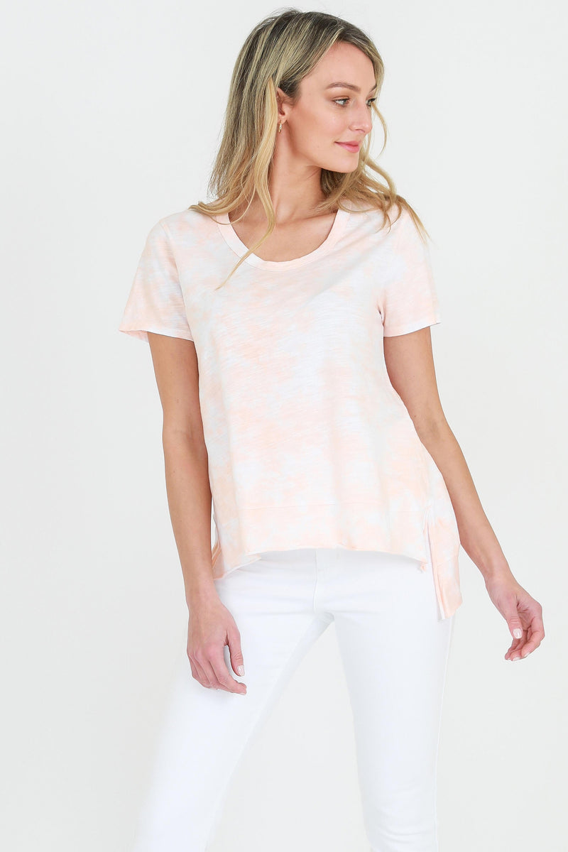 women's basic top #color_tie dye papaya
