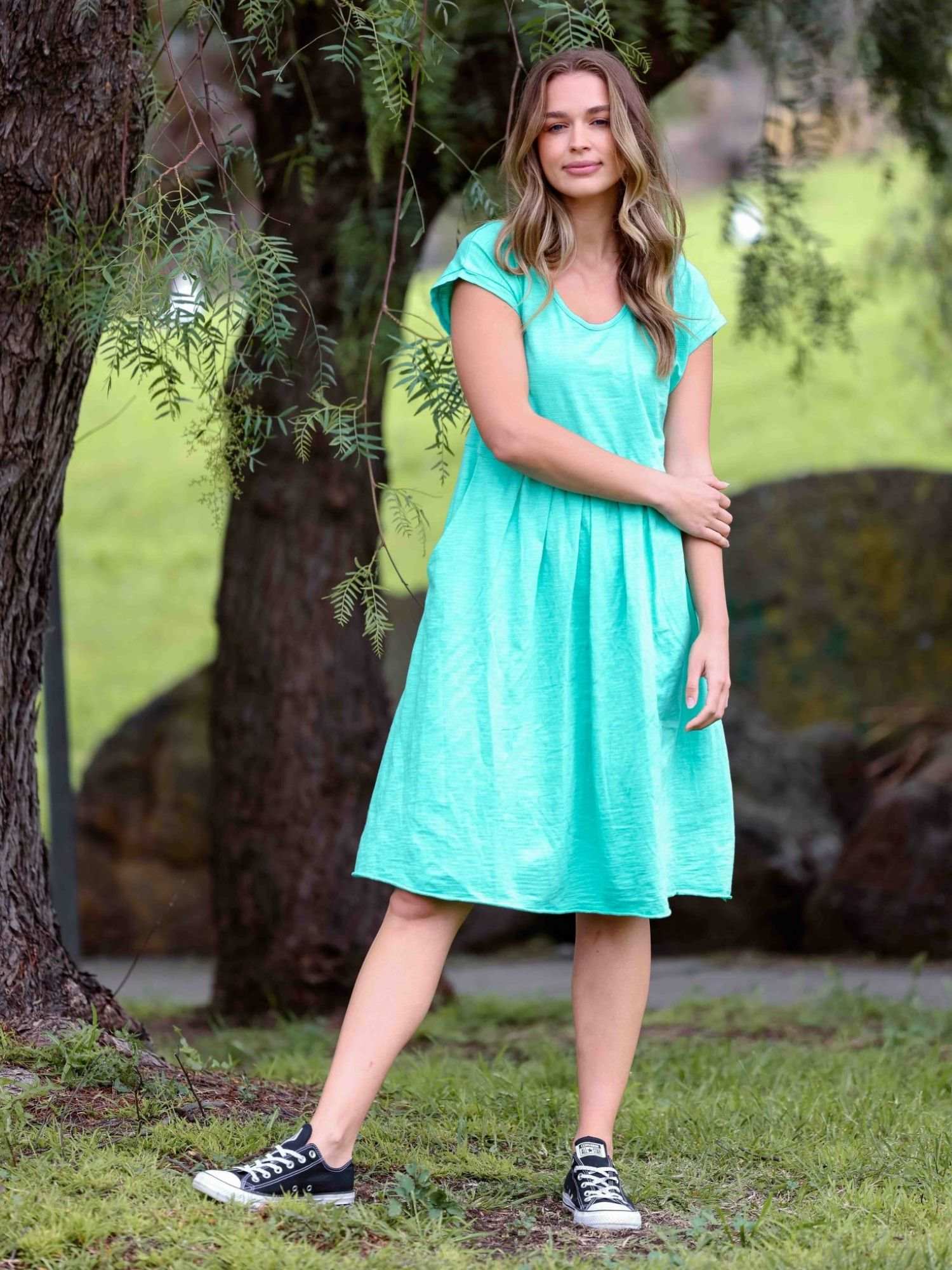 plus size shift dress #color_spring green
