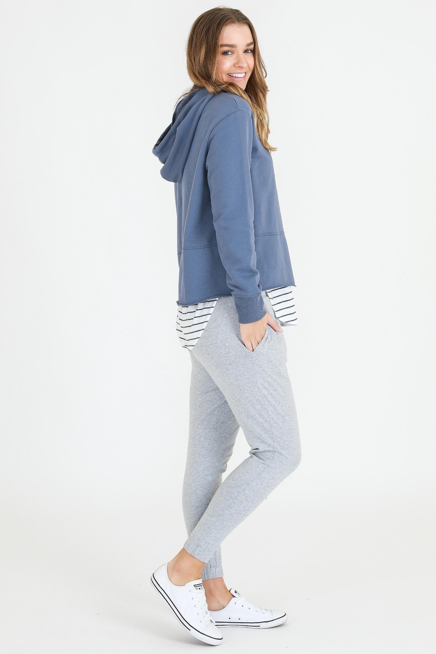 Cropped Hoodie Women #color_blue stone