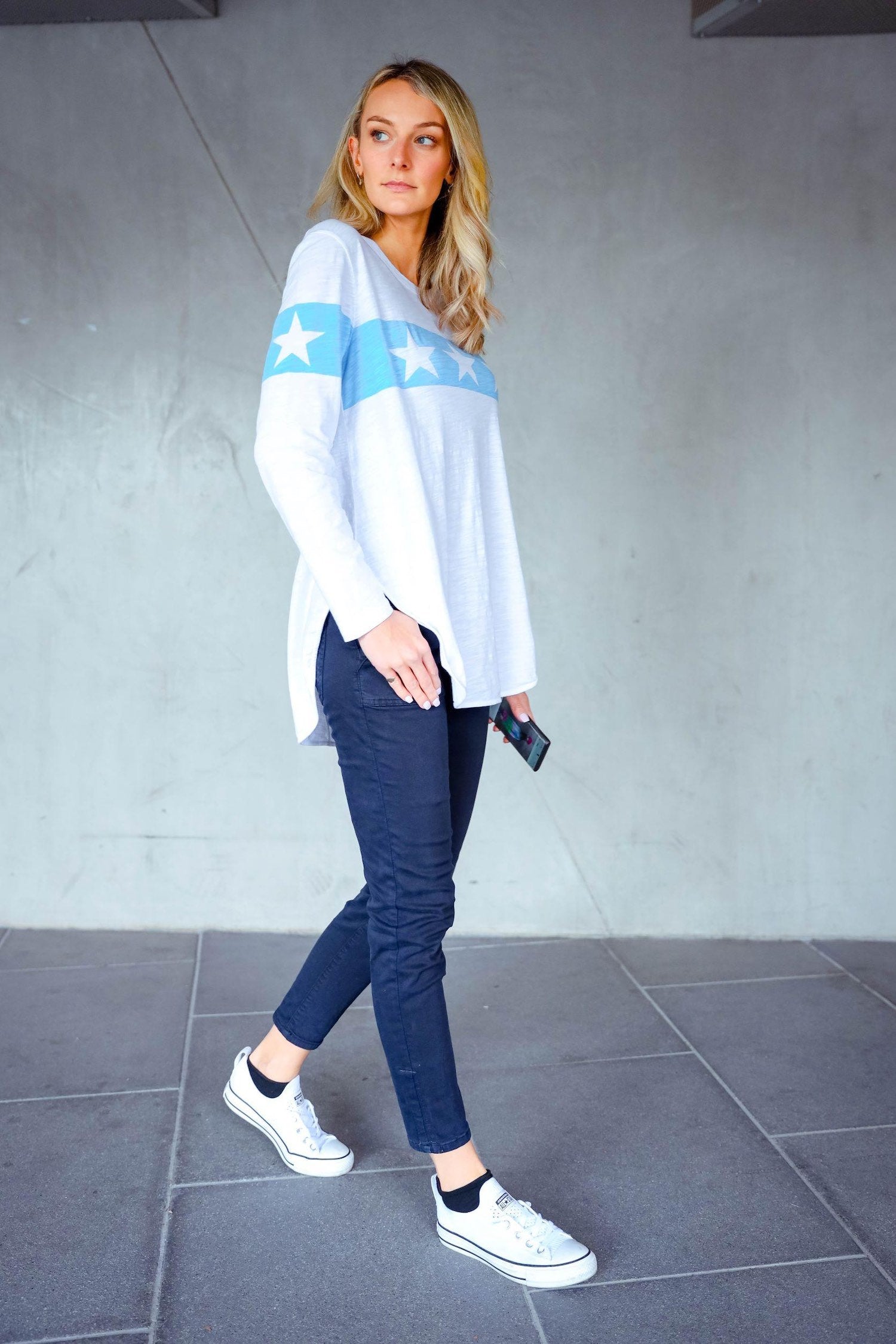 graphic long sleeve top