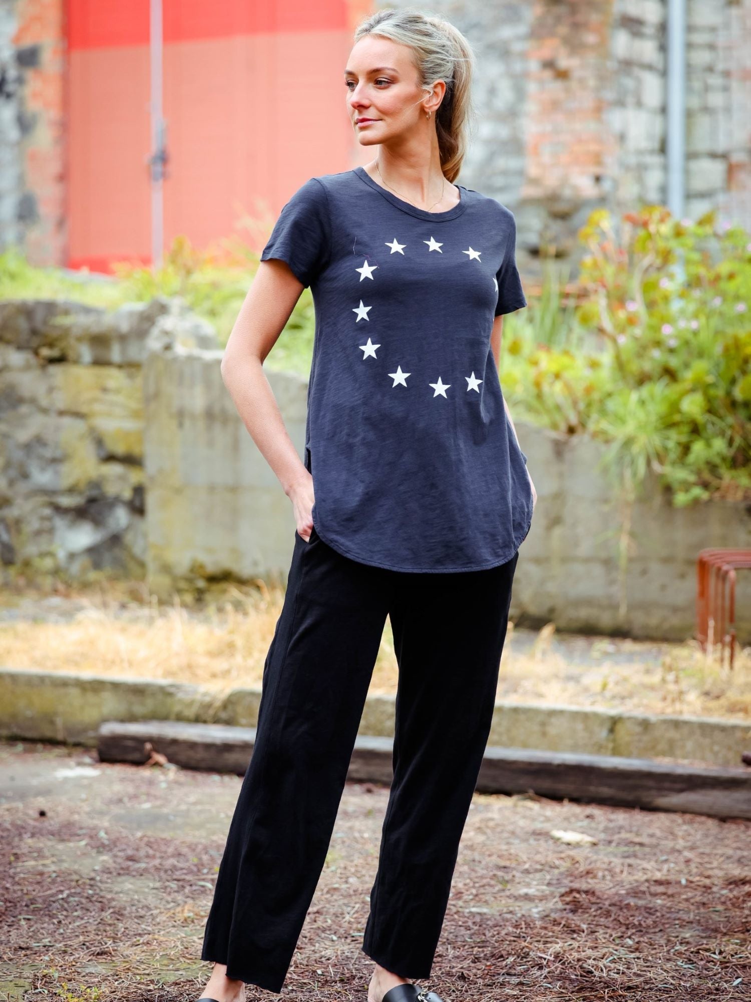 Womens Navy Shirt With Stars