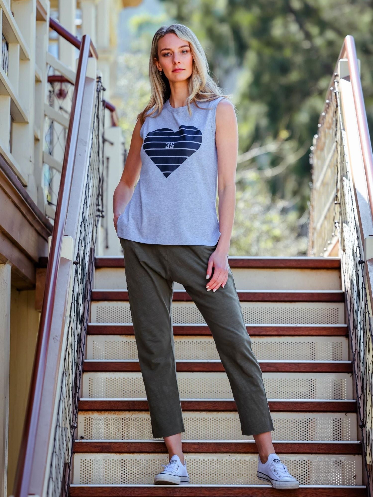 women's white tank top #color_grey marle